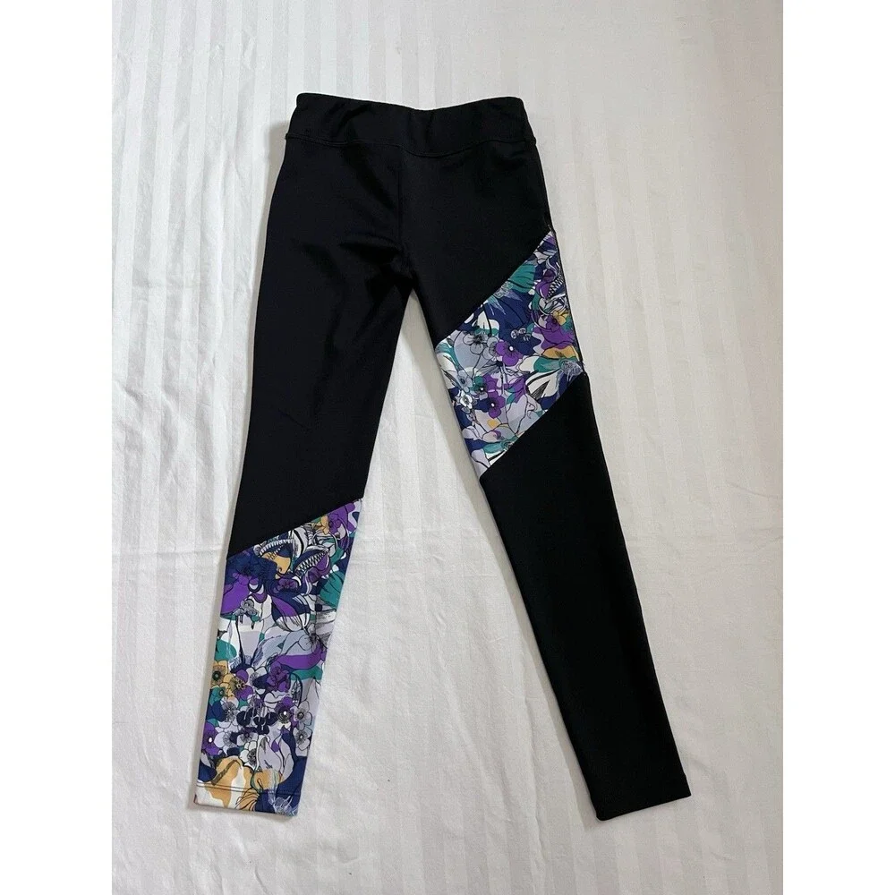 Nike Pro One Girls Youth Medium Floral Leggings Black Purple DC7090-010